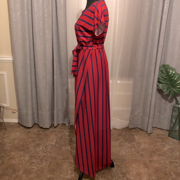 MEROKEETY Women’s Short Sleeve Maxi Dress with Belt - Picture 4 of 10